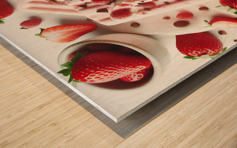 Strawberry pineapple ice cream 11 Wood print