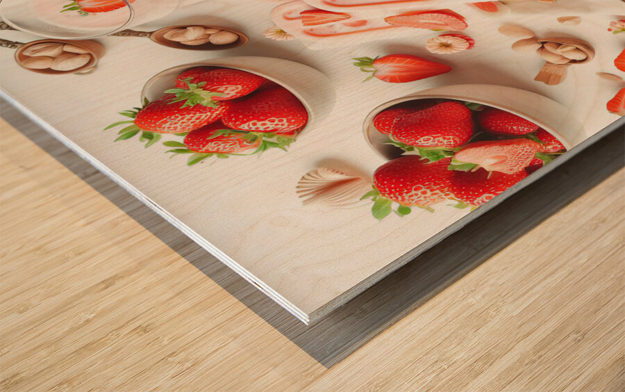 Strawberry pineapple ice cream 13 Wood print