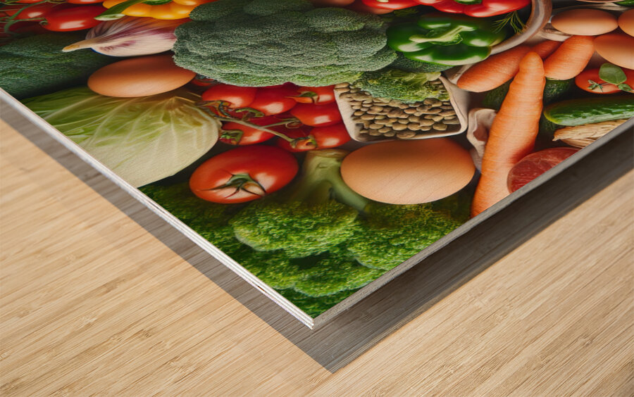 Health food for fitness concept with fruit vegeta 1714505625.2271 Wood print