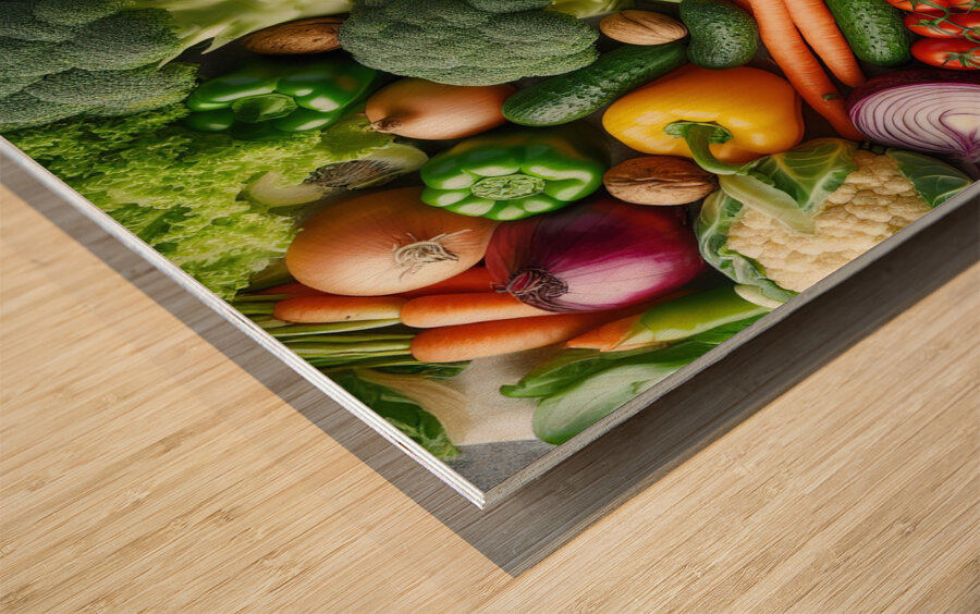 Health food for fitness concept with fruit vegeta 1714505630.1634 Wood print