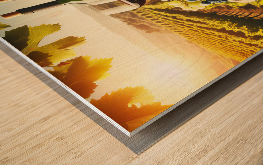 still life with wine and cheese 6 Wood print