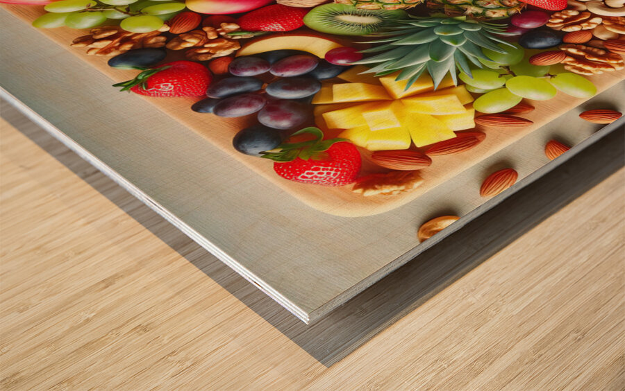 Fresh healthy fruits balanced diet kiwi pineapple 1715272362.9766 Wood print