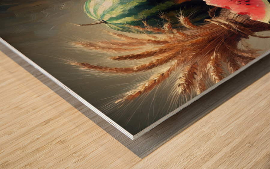 Still life oil painting of watermelon Wood print