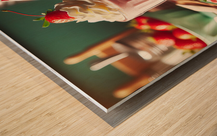 Strawberry milkshake 23 Wood print