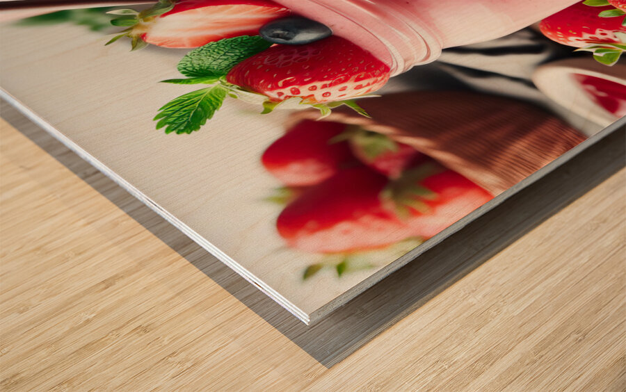 Strawberry milkshake 31 Wood print