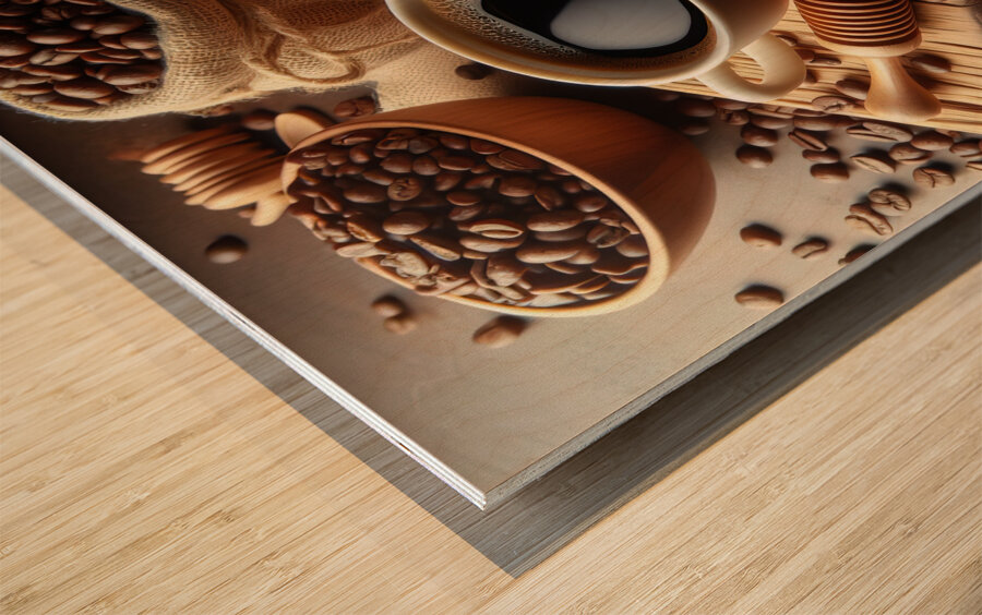 steaming coffee food 30 Wood print