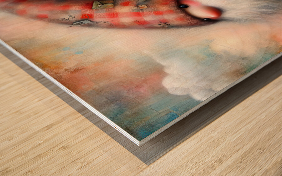 05 Mixed media painting of a whimsical nomeelf.jp Wood print