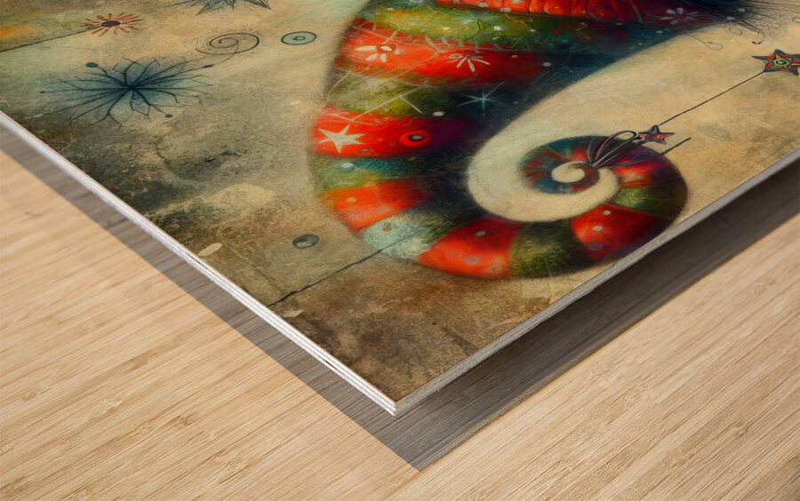 06 Mixed media painting of a whimsical nomeelf.jp Wood print