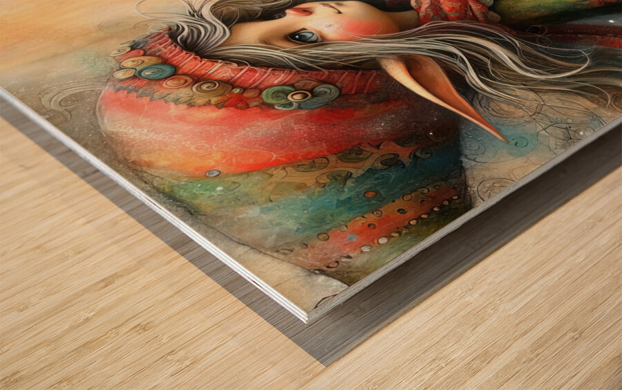 68 Mixed media painting of a caprices nomeelf Wood print