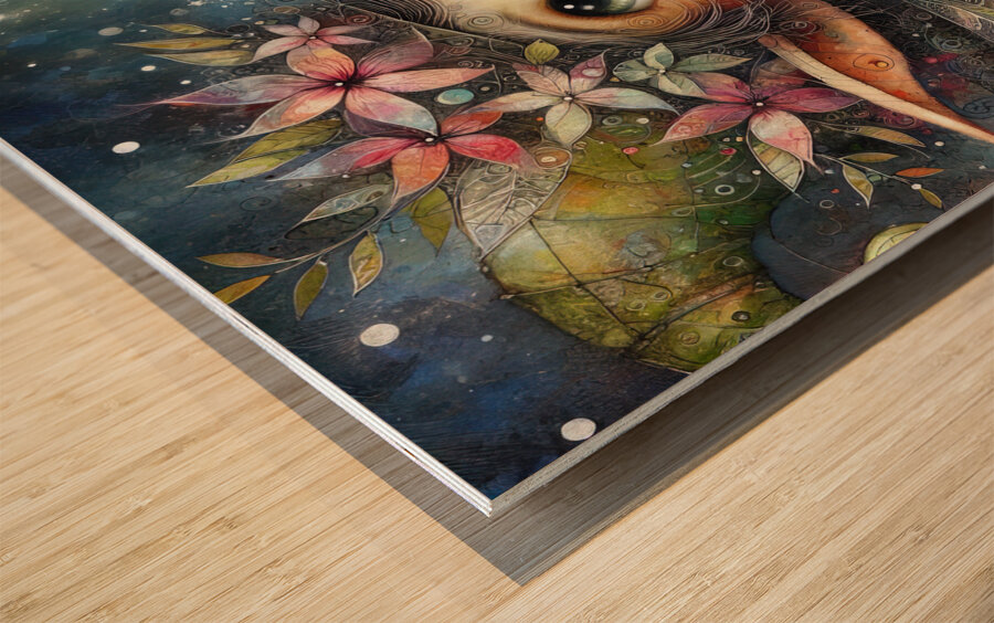 65 Mixed media painting of a caprices nomeelf Wood print