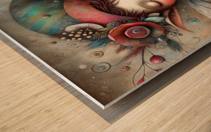 66 Mixed media painting of a caprices nomeelf Wood print