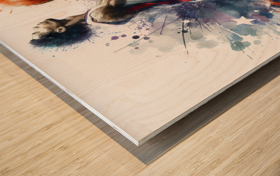 89 Basketball player in watercolor Wood print