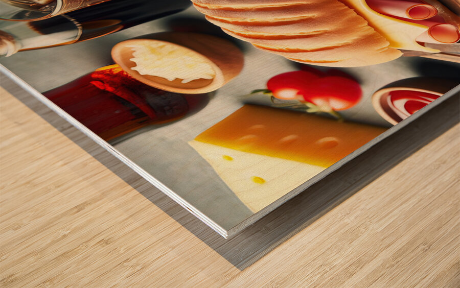 01 Sandwich bread tomato lettuce and yellow chees Wood print