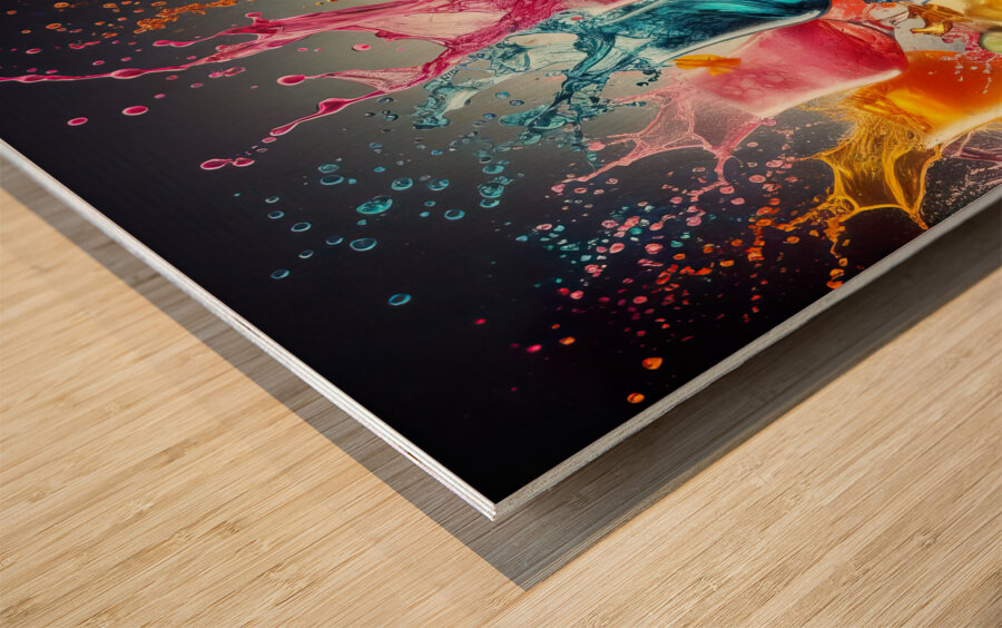 84 cocktail in glass with splashes Wood print