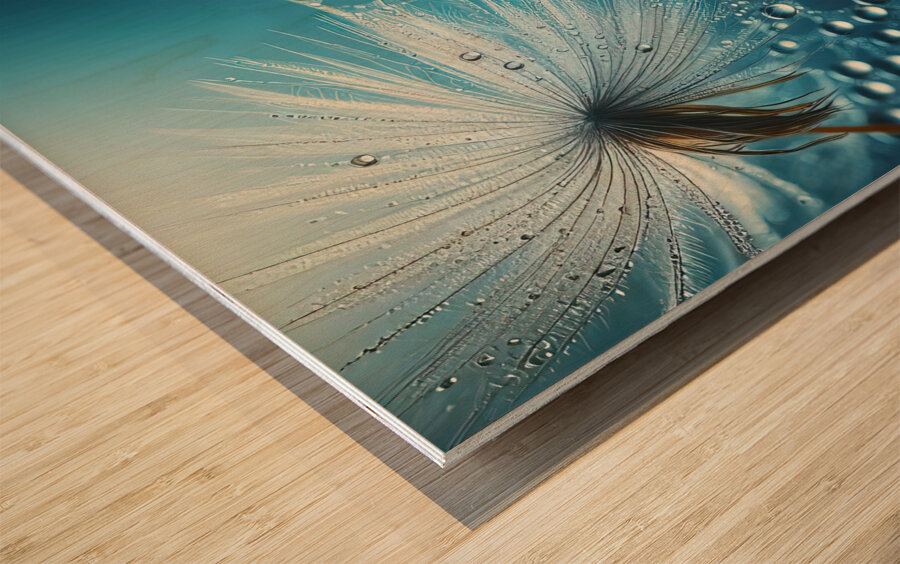 120 Water drops rain dew close up macro to seed d Wood print