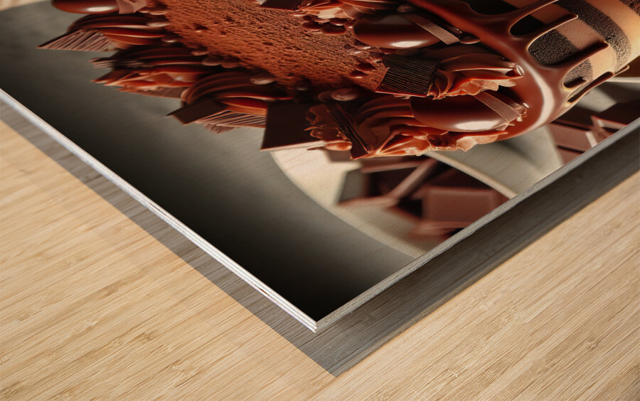 233 Chocolate cake with red berries and fruitscho Wood print