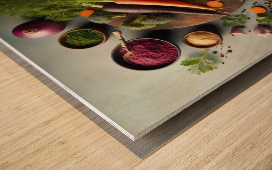 293 Assorted carrots arranged on the table studio Wood print