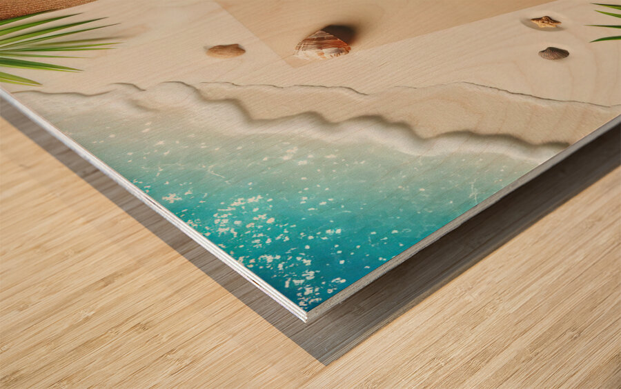 356 Blank paper for text on the white sand of the Wood print