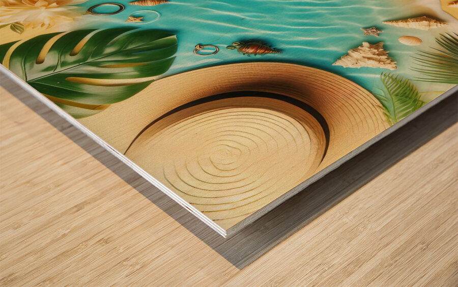 410 Yellow sand and blue sea water with summer ac Wood print