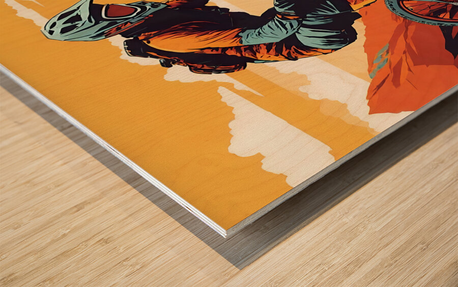 I descend on a vintage mtb Wood print