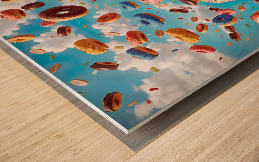 shower of donuts Wood print