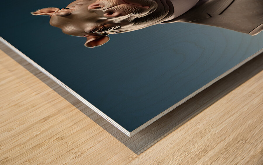 hippopotamus in suit Wood print