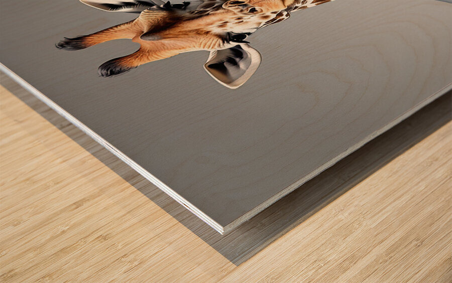 giraffe in suit Wood print