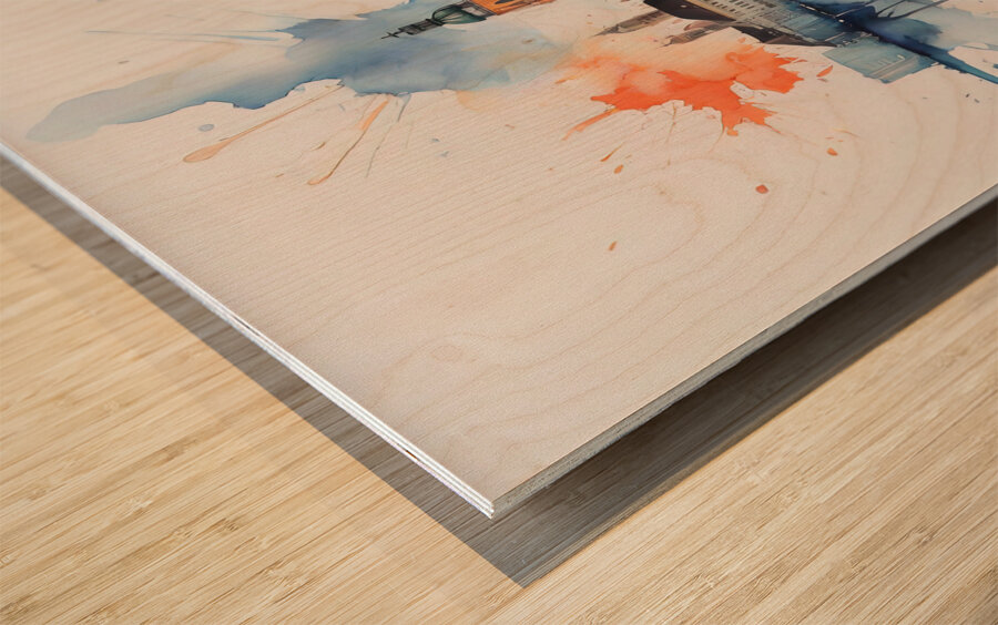 MUNICH SKYLINE Wood print