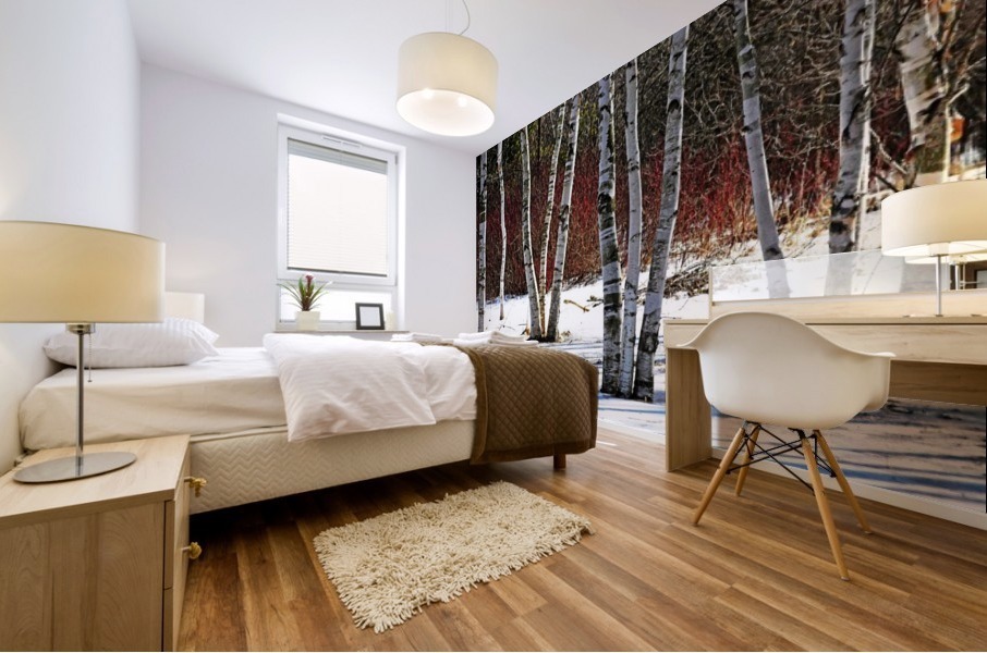 Birches And Dogwood Mural print