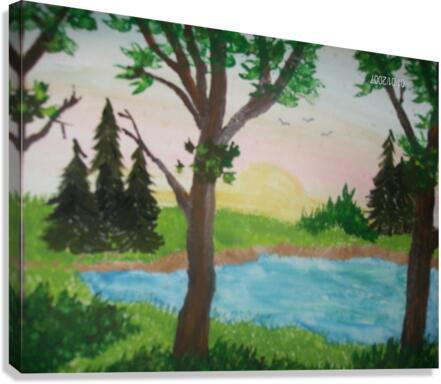 Sunset over the pond Canvas Print