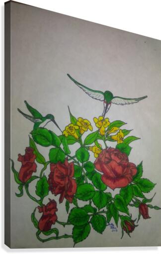 Hummingbird Rose Canvas Print