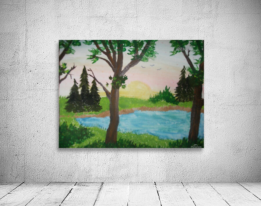 Sunset over the pond Wall Preview