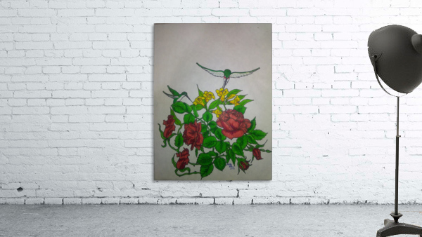 Hummingbird Rose Wall Preview