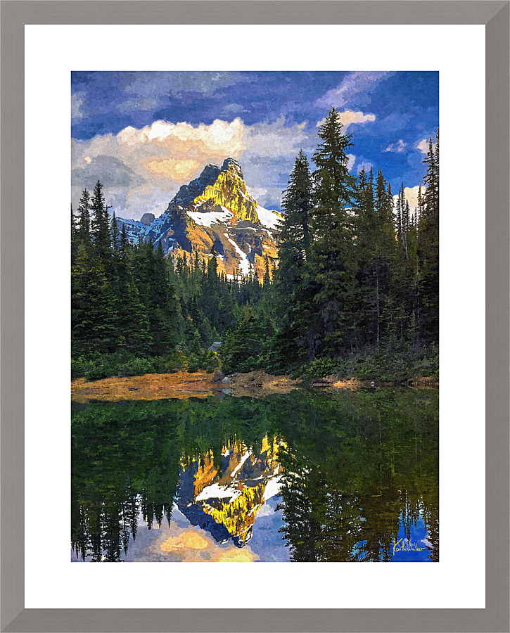 Cathedral Mountain Reflection Picture Frame print