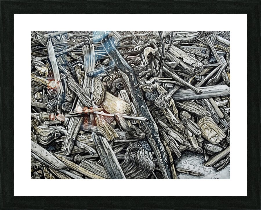 Beach Driftwood Painting Picture Frame print