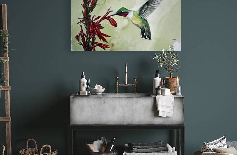 Ruby throated hummingbird 125 Painting by Stephen Emms