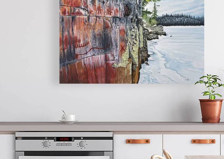 Picture Lake Pictographs Painting by Stephen Emms
