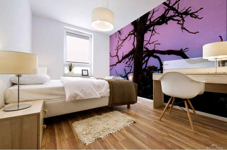 Tree Hugging Moon Mural print