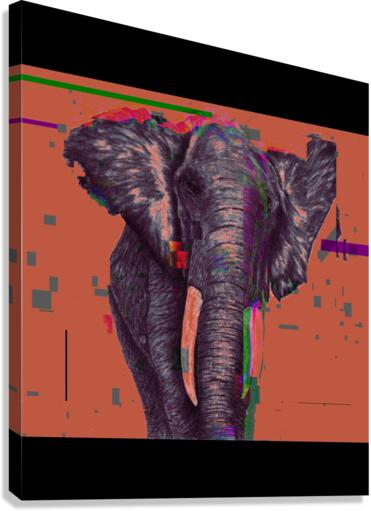 Elephant Pixelated Noir Canvas Print