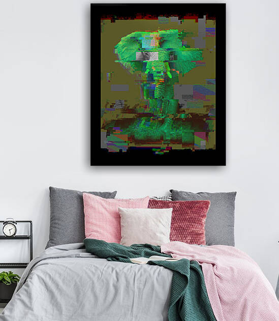 Elephant Green Pose Unique Pixel Abstract Art by Redamber65