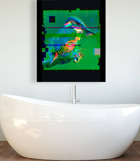 Kingfisher Bird Unique Pixel Abstract Art by Redamber65