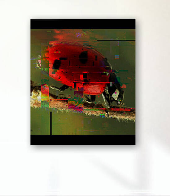 Red Ladybird Unique Pixel Abstract Art by Redamber65