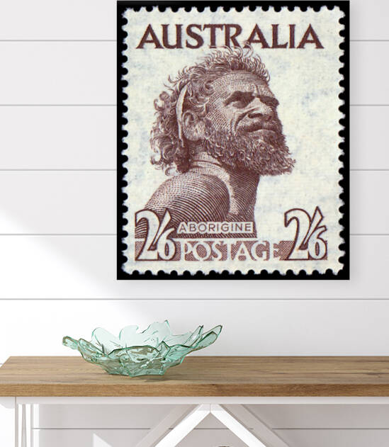 Australia Aborigine Vintage Postage Stamp Art by Redamber65