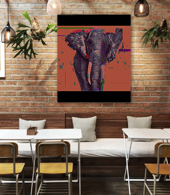 Elephant Pixelated Noir by Redamber65