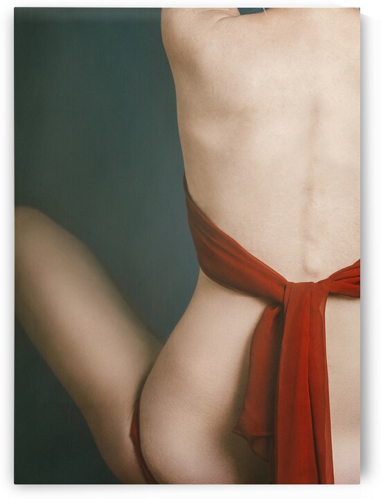 Female back with red scarf by Jelena Jovanovic Fine Art