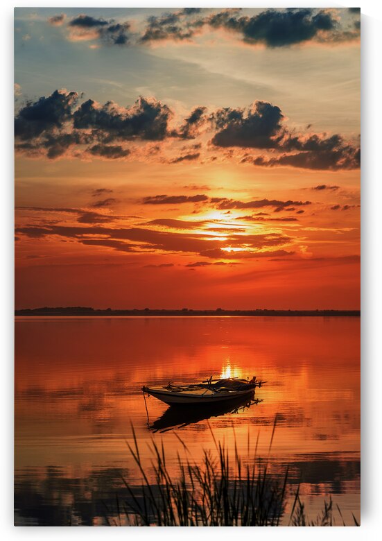 Fishing boat at sunset by Jelena Jovanovic Fine Art