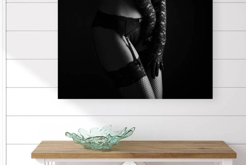 Erotic boudoir fine art. Woman in black laced lingerie by Jelena Jovanovic Fine Art
