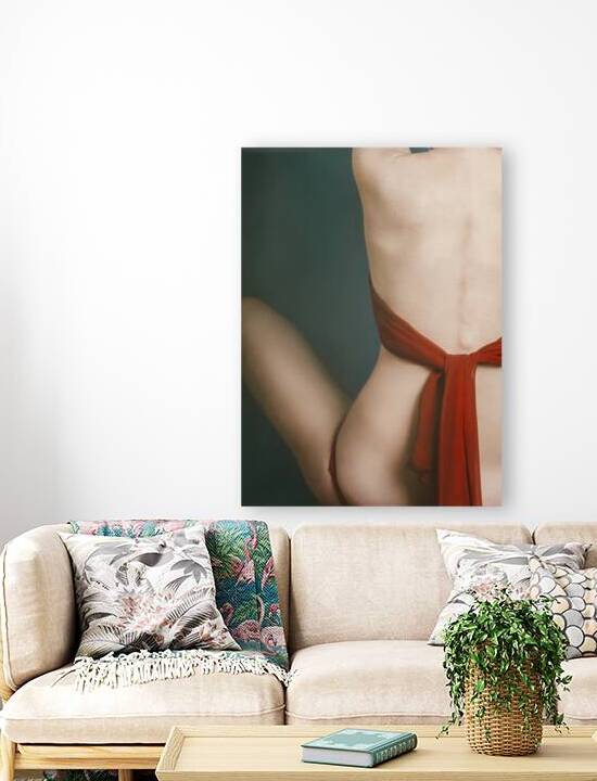 Female back with red scarf by Jelena Jovanovic Fine Art