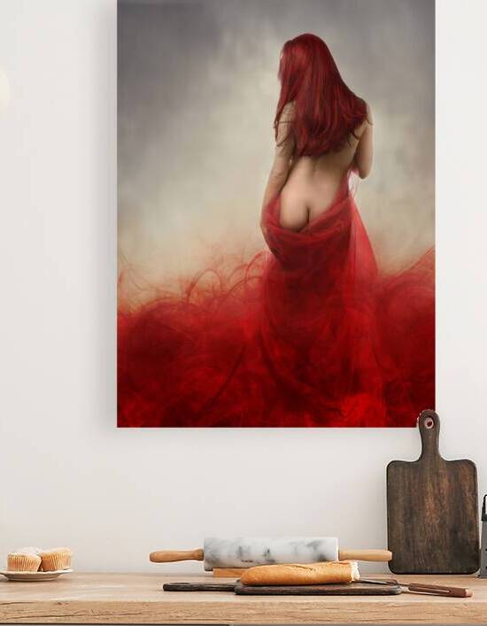 Woman in Red Slik- Fantasy art nude by Jelena Jovanovic Fine Art