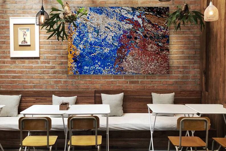 Abstract color paint on an old surface. by Jelena Jovanovic Fine Art